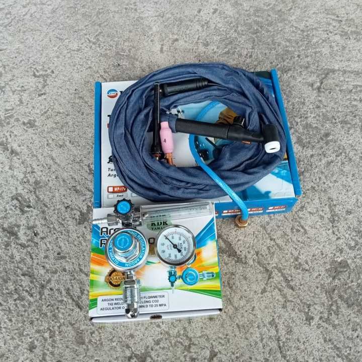 COD PAKET SET Tang Las + ARGON 4 Meter Stang Las Listrik MURAH KDK WP17V MANUAL/PUTAR