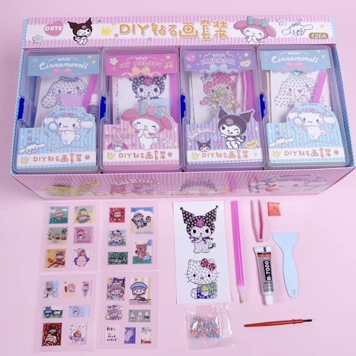

[LOGU] Mainan stiker kristal gem, DIY 5D Diamond painting, Sparkle Gem Sticker kuromi sanrio