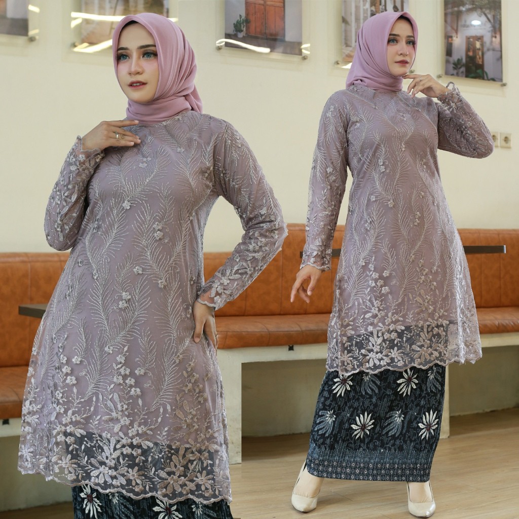Lilac I Atasan & Setelan 𝗧𝘂𝗻𝗶𝗸 𝗧𝗶𝗹𝗹𝗲 / Atasan Brukat Kebaya Modern / Baju Kurung / Kebaya Wisuda / B