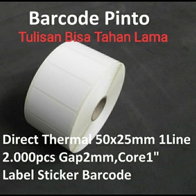 

best -label sticker barcode thermal 50x25 core 1" 1 line 2000 pcs