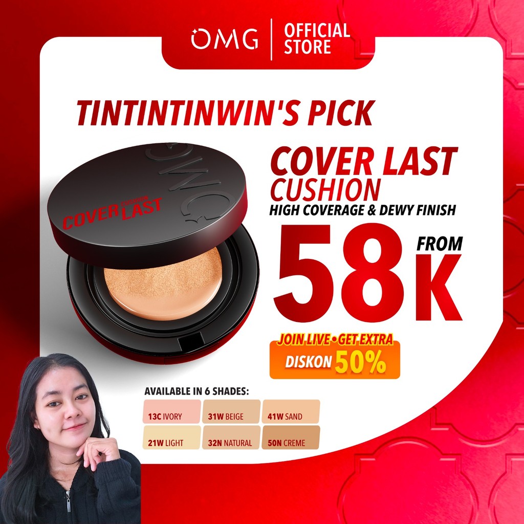 [TINTINTINWIN'S PICKS] OMG Oh My Glam Coverlast Cushion 15g - Cushion Foundation Concealer Skin Tint