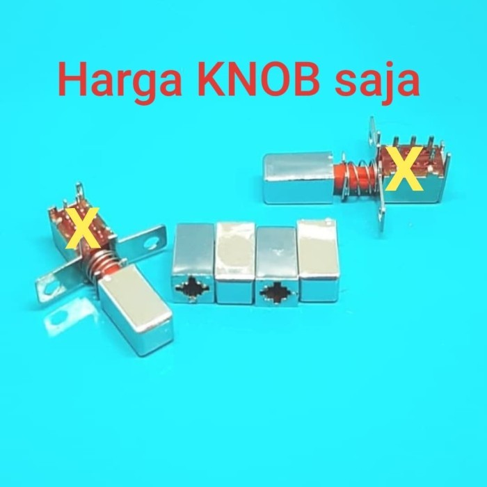 Silver Square DPDT Knob / Button Chrome 7mm. Knob DPDT Segi