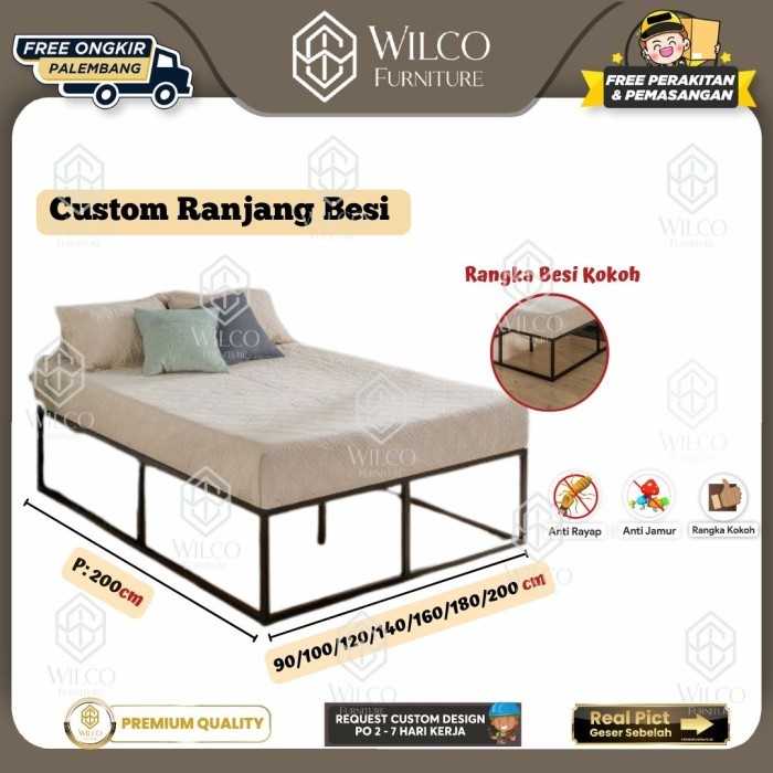 Custom Ranjang Besi Minimalis | Divan Sandaran Besi Custom | Divan Besi Custom Palembang - 100x200