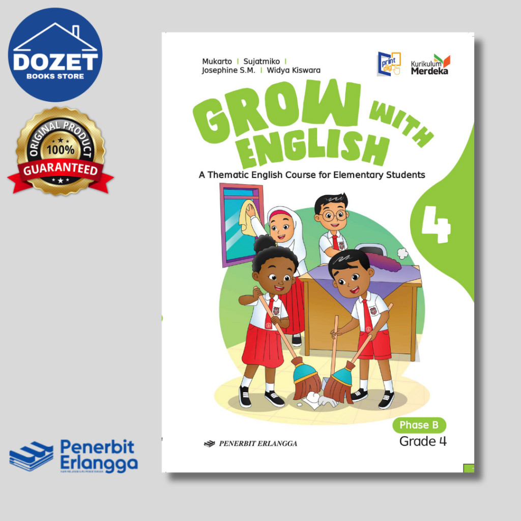 Buku bahasa inggris ( grow with english ) kelas 4 kurikulum merdeka ERLANGGA