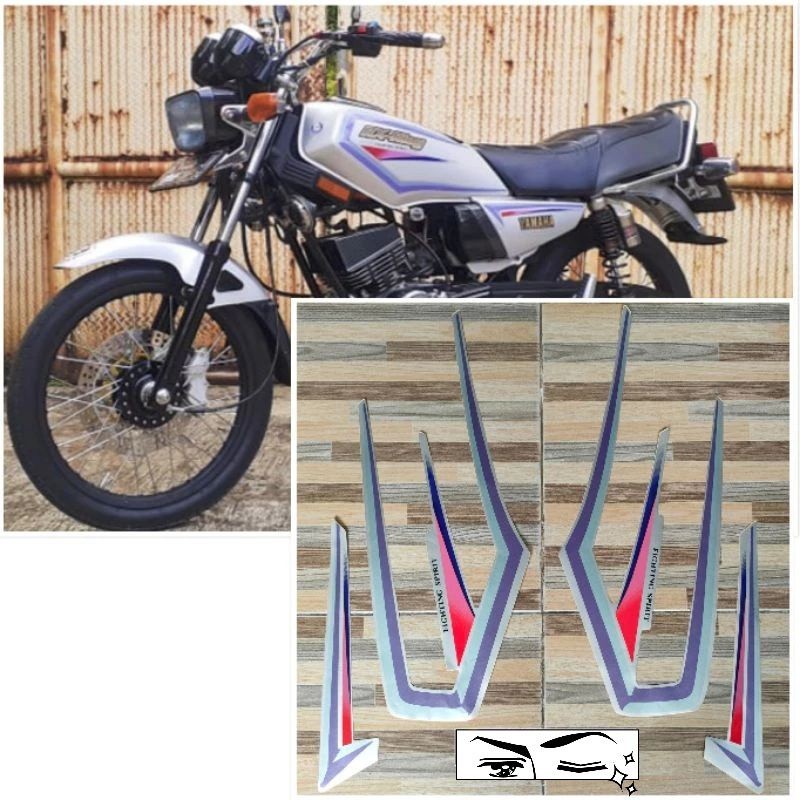 stripping lis sticker standar ori Yamaha RX KING Tahun 2001 warna silver