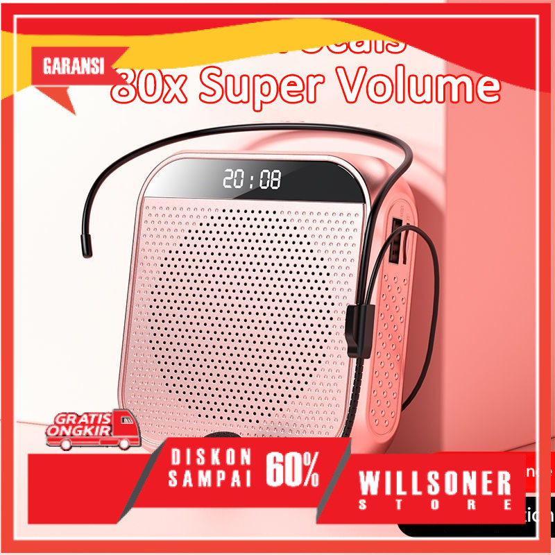 Speaker karaoke Megaphone Mini Guru Tour Guide Pidato Speaker Pinggang Dengan Kabel Audio Mic Headse