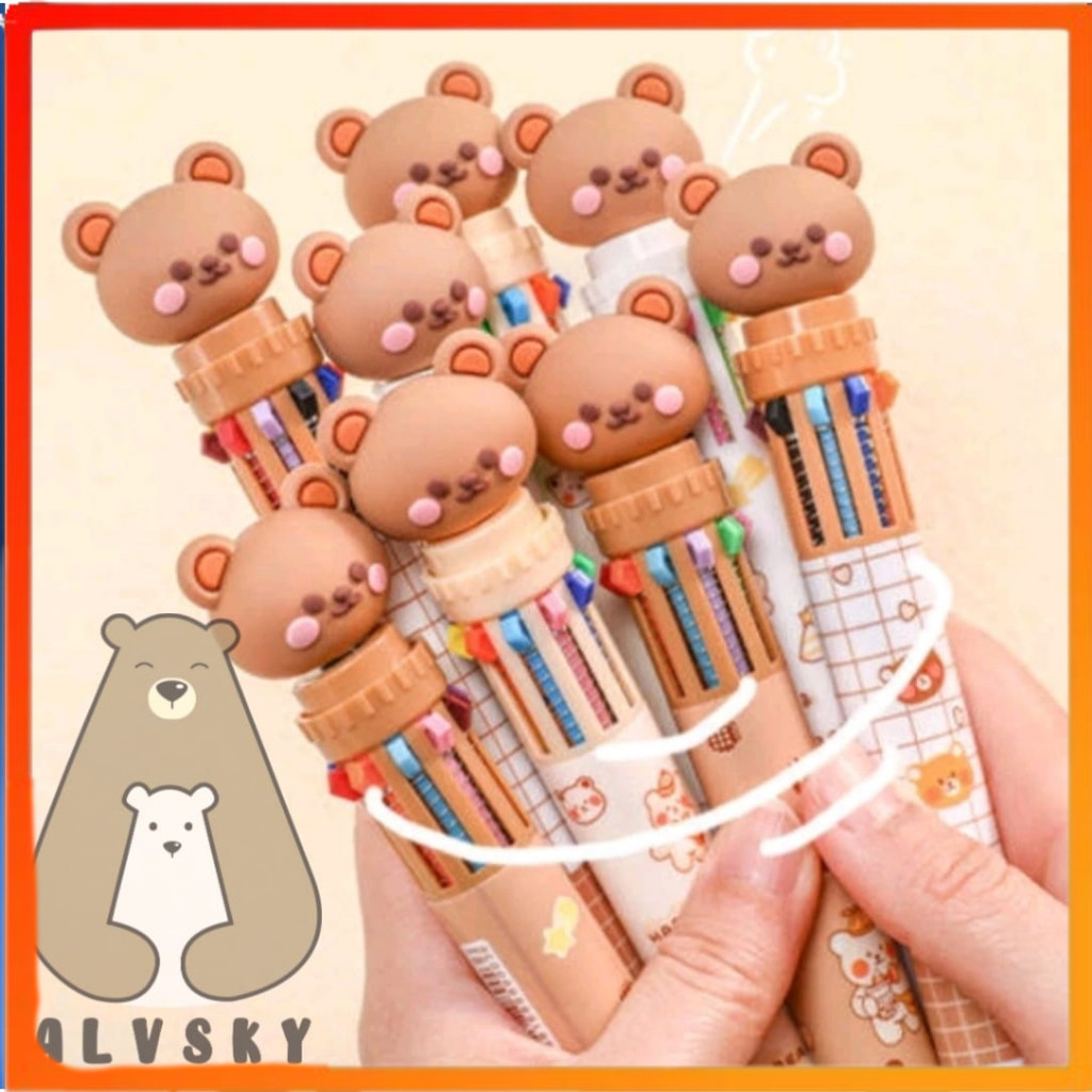 

SALE PULPEN 10 WARNA KARAKTER BERUANG LUCU / BOLPOIN 10 WARNA MOTIF TEDDY BEAR