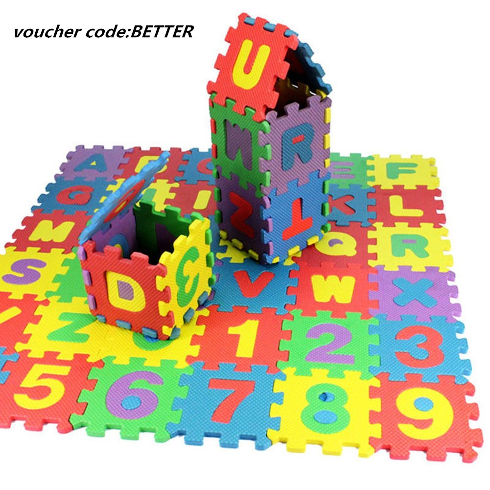 [COD] Better 36Pcs Puzzle Balok/Busa Sambung Gambar Angka/Huruf untuk Edukasi/Hadiah