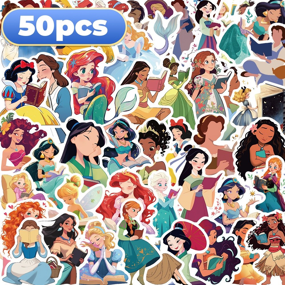 

50pcs stitch Disney Princess Frozen Reading Stickers Decorative Notebook DIY Waterproof Cheap kawaii Stationery cute stickers