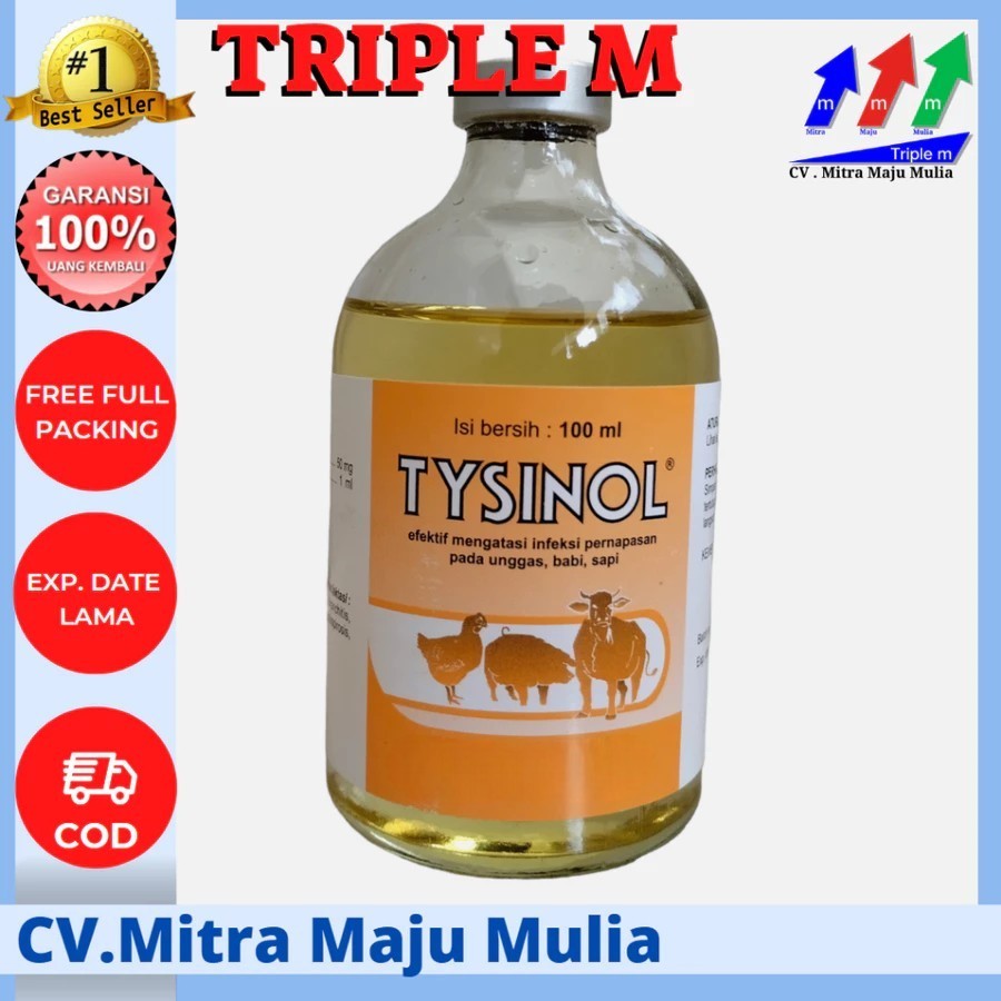Tysinol 100 ml Medion Antibiotik Pernapasan Penyakit Hewan Ternak Sapi Babi Bebek Ayam