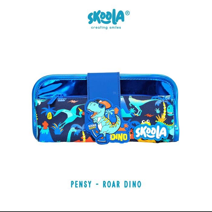 

New Arrival[PROMO] Skoola Tempat Pensil Lipat 3 Pencil Case Threefold Stationery Anak Laki - Laki Lucu Dinosaurus Astronot - Pensy - ROAR DINO