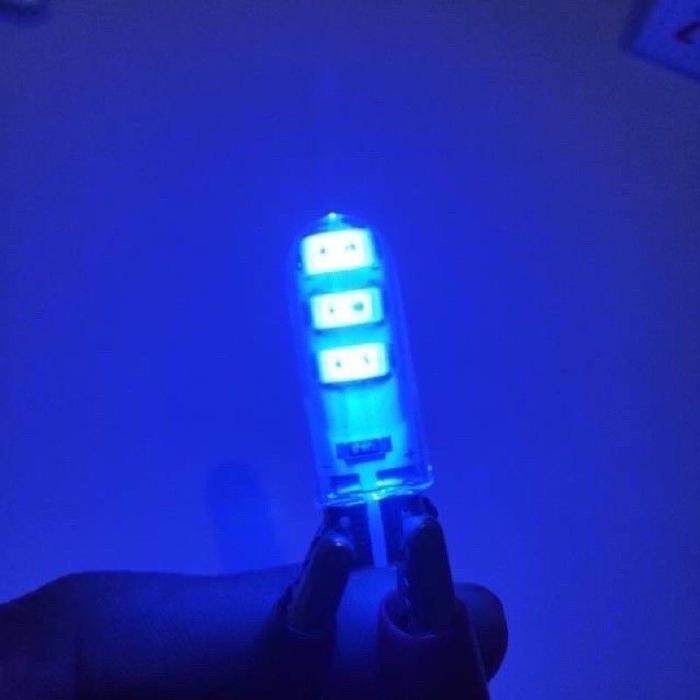 LAMPU LED MOBIL T10 CRYSTAL JELLY 6 MATA SMD STROBO KEDIP SENJA Car - Sein flash biru