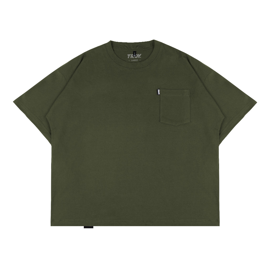 Troy Company T-shirt Boxy Pocket Oversize Army Green - Kaos Pria Polos BK 2613