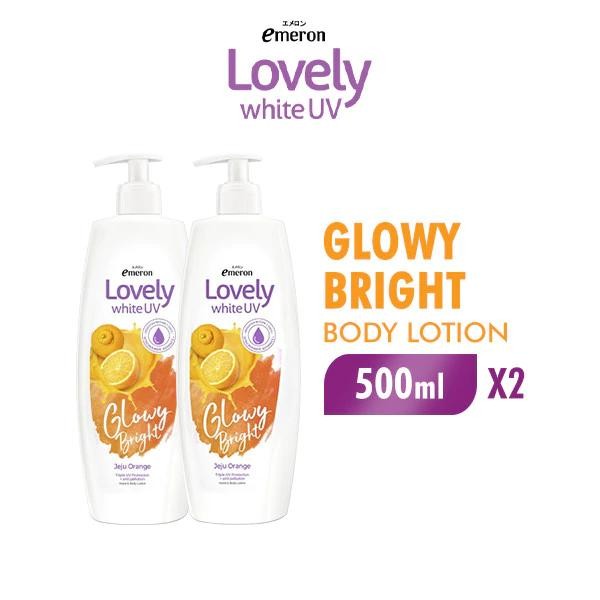Emeron Lovely White Hand & Body Lotion UV 500 ml x2 (ISI2PC) Memutihkan Handbody - JEJU ORANGE ISI2