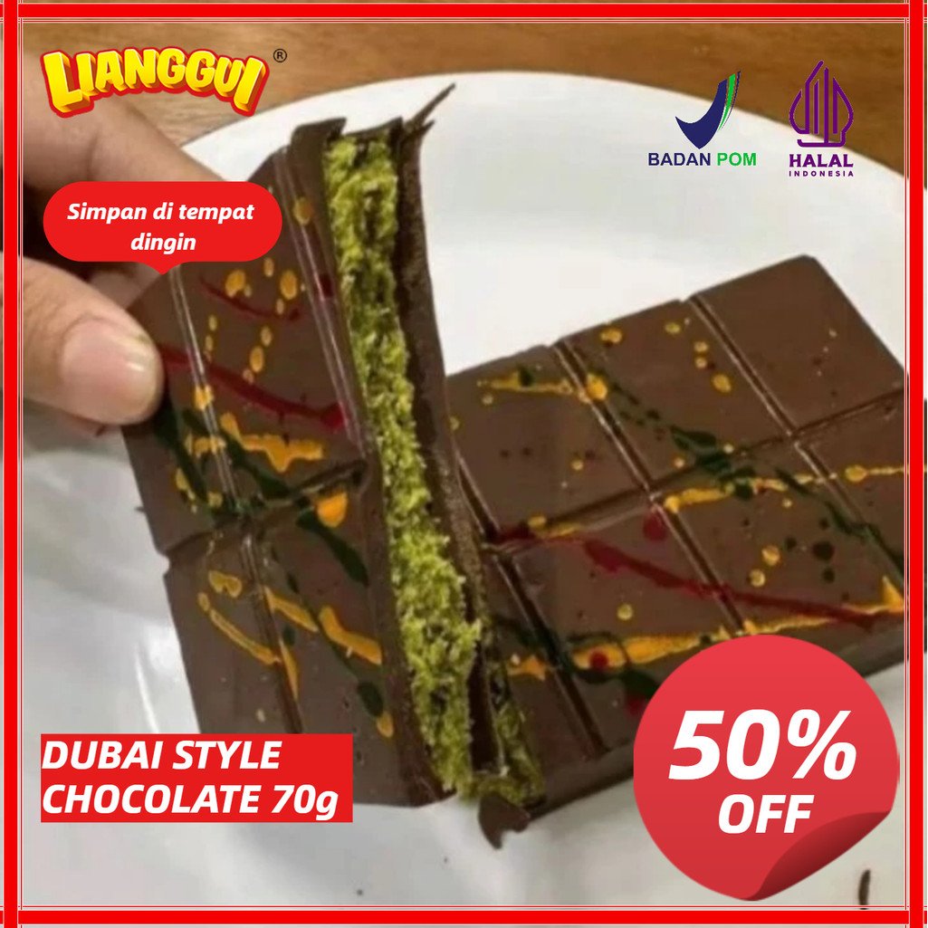 

[Penjual kualitas] Halal Lianggui Chocolate Dubai Original Crispy "PISTACHIO KUNAFE" Berat ±70 gr ,Coklat Viral Lembut Meleleh Dimulut Food Cocoa Cemilan Makanan Cokelat