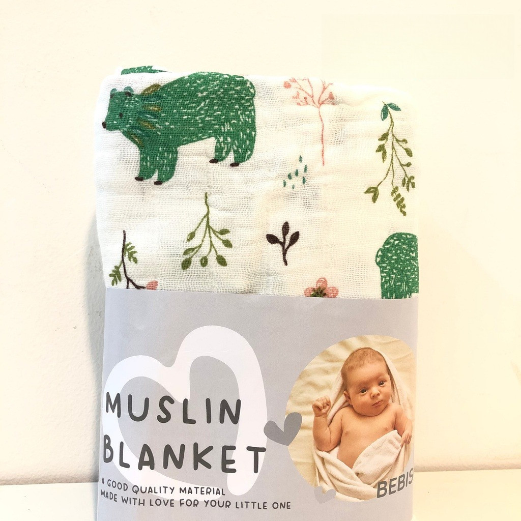 BEBISO Muslin Blanket Swaddle - Kain Selimut Bedong Bayi Ukuran 120x120