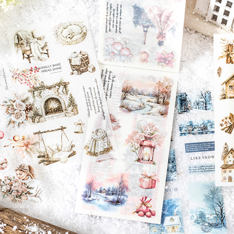 

6Style 18Pcs/bag Winter Snow Theme Sticker Book Creative Handbook Material DIY Scrapbook Album Photo Frame Phone Case