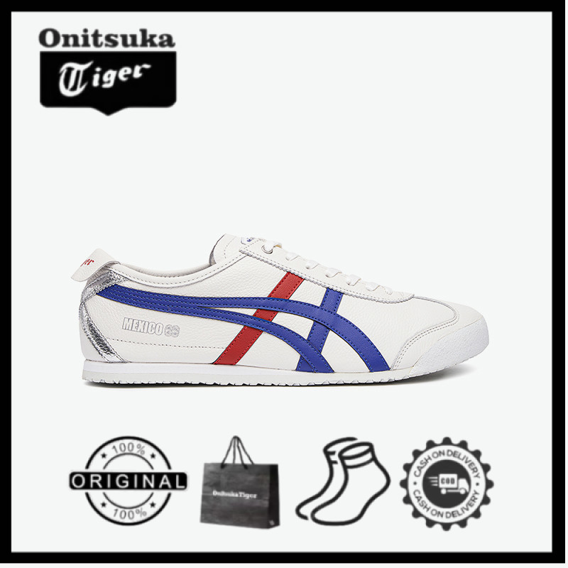 Onitsuka Tiger MEXICO 66 Sepatu Pria Sepatu wanita Sepatu kasual olahraga retro merah, putih dan bir