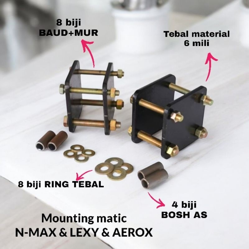 BREKET MOUNTING AEROX NEW/OLD, NMAX NEW, LEXI. Plat TEBAL 6 Mili