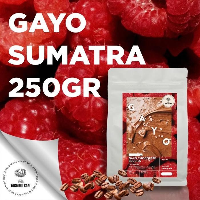 

KOPI ARABIKA GAYO CHOCOLATE BERRIES - ROASTED BEAN ACEH GAYO 250 GRAM - BIJI-(TANPA-GILING)