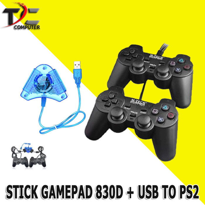 Bundle stik ps2 MTECH analog getar dan Converter usb ps2/PS3 stick ps