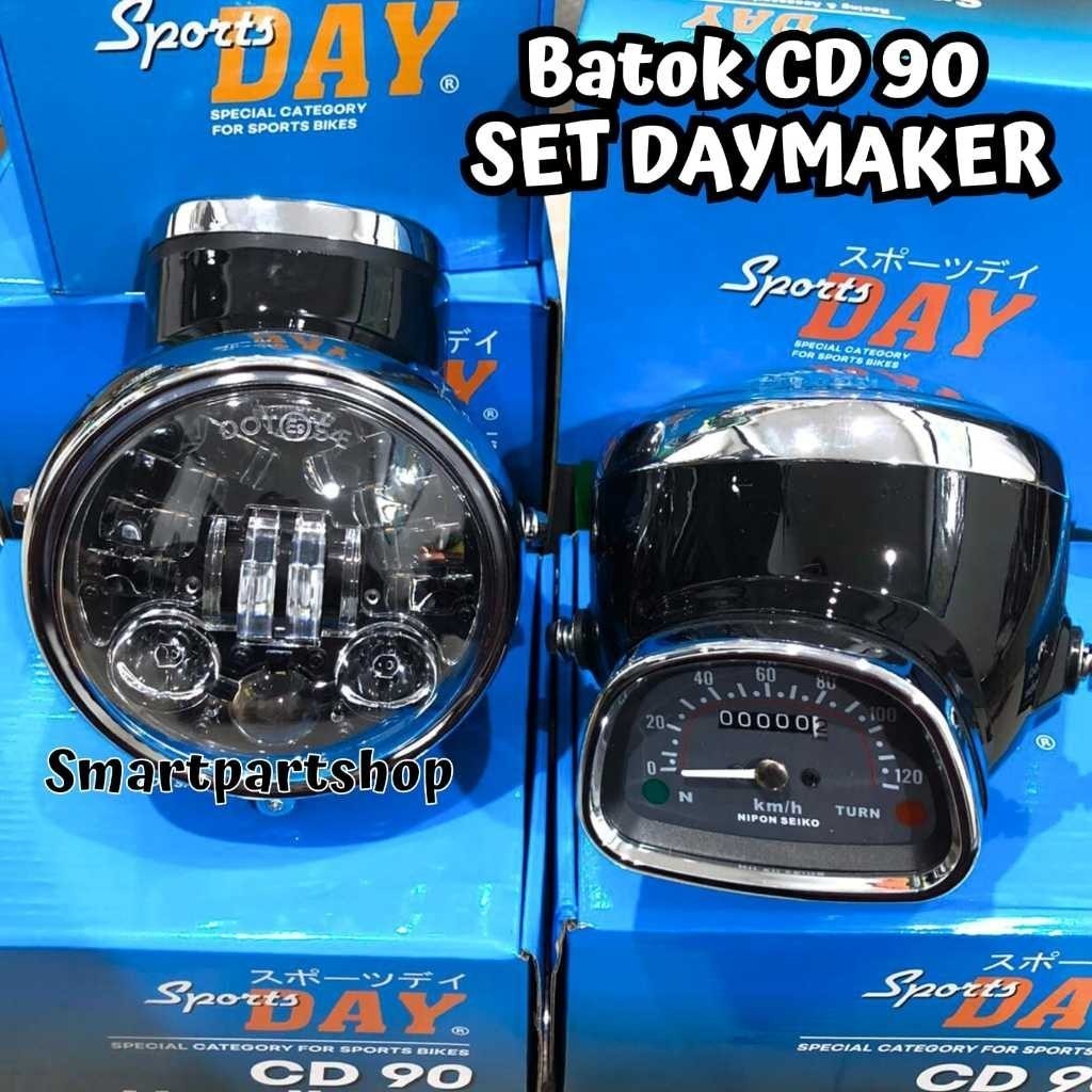 PROMO MURAH BERKUALITAS LAMPU DEPAN DAYMAKER CD 90 CD90 SET SPIDO FUNGSI BATOK CD 90 HITAM SET DAYMA