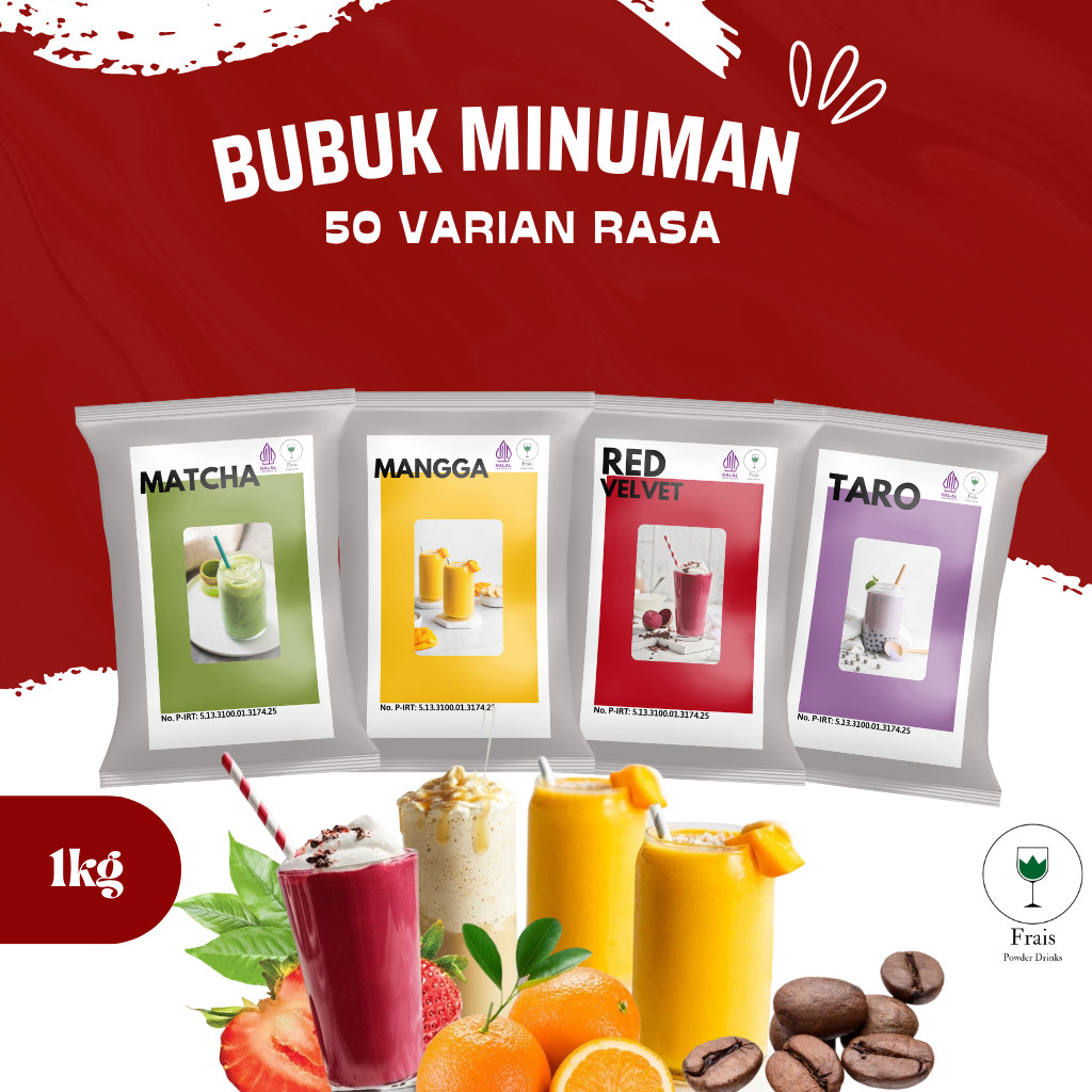 

New BUBUK MINUMAN RASA 1KG / SERBUK MINUMAN ANEKA RASA / BUBUK MINUMAN KEKINIAN / MINUMAN INSTAN / MINUMAN BOBA / BOBA DRINKSPremium