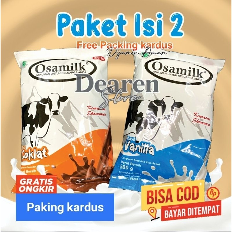 

OSAMILK 500gr SUSU PAKET 2 PCS - 1 kg paket hemat PAKING KARDUS .susu penggemuk badan dewasa dan anak2.