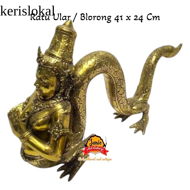 Ratu Ular Emas Kuningan Asli 41 Cm Jumbo / Nyai Blorong / Nyi Blorong - Koleksi Barang Antik Kuno KL
