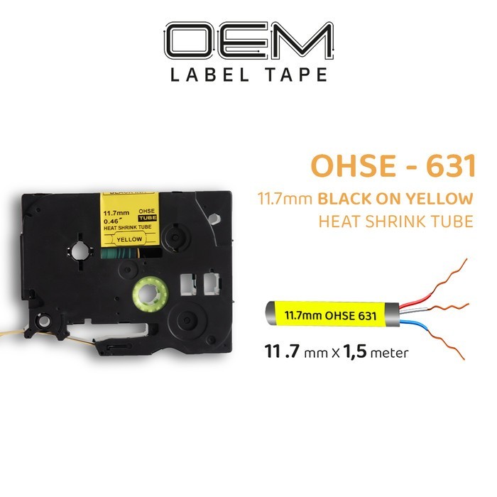 

LABEL PITA TAPE BROTHER PTOUCH HEATSHRINK TUBE 11.7mm BLACK ON YELLOW for PT-E300 PT-E500 PT-E550W PT-P750WVP PTE300 PTE500 PTE550W PTP750WVP DLL