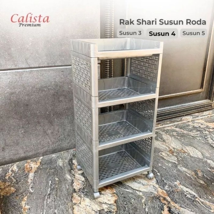 Rak Yoyo Apartement Calista Shari 3 Susun 4 Susun 5 Susun Plastik Multifungsi Ada Roda  MURAH - 3 Su