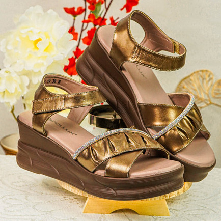 Pollux Classic  Wpofu 15- Sandal Wedges  Wanita | Wedges Wanita Bahan Kulit