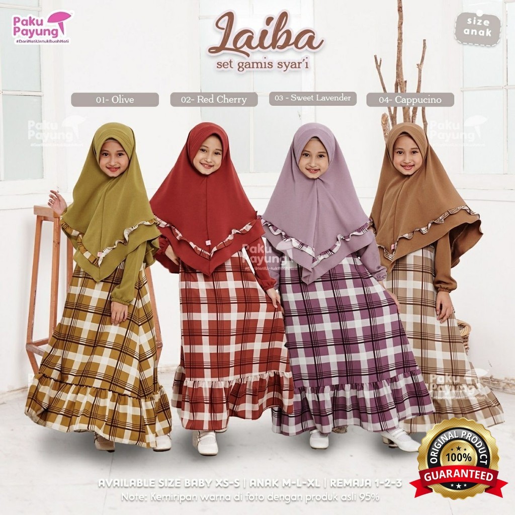 SabilaMall - Laiba Gamis Anak Set Anak Anak Perempuan Modern by Paku Payung