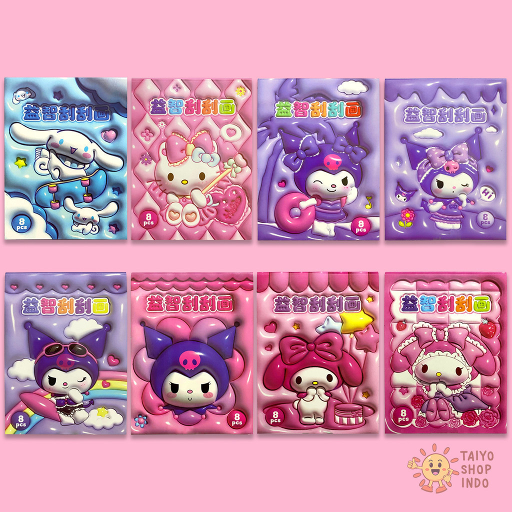 

ATS MAINAN EDUKASI DIY SCRATCH PAINTING SANRIO 3D BUKU KARTU GORES ANAK WARNA LUKIS