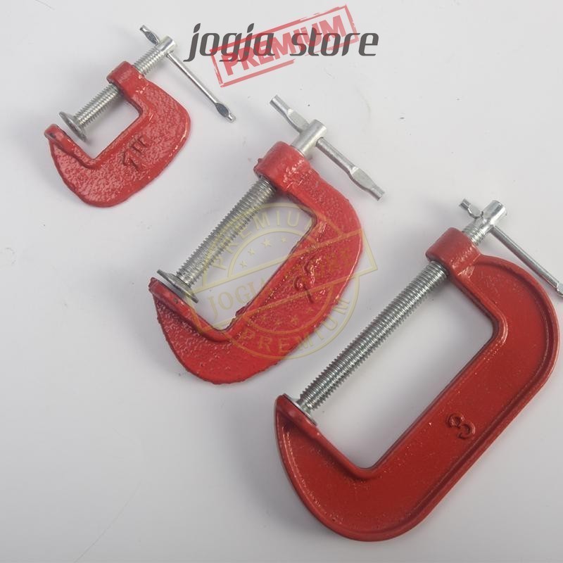 Klem C Alat Penjepit Kayu C-Clip Clamp C Jepit Catok Kayu 1 2 3 Inch