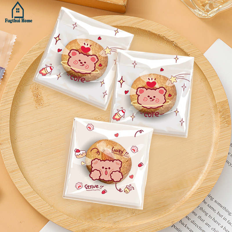 

❤️Fugthui❤️Tas Kemasan Kartun Lucu Transparan Tas Perekat Diri Nougat Tas Kemasan Makanan Ringan