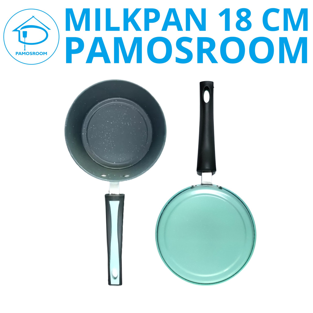 Pamosroom Milk Pan Granit Marble 18cm Panci Susu Keramik Sauce Pan Marble Anti Lengket Tebal