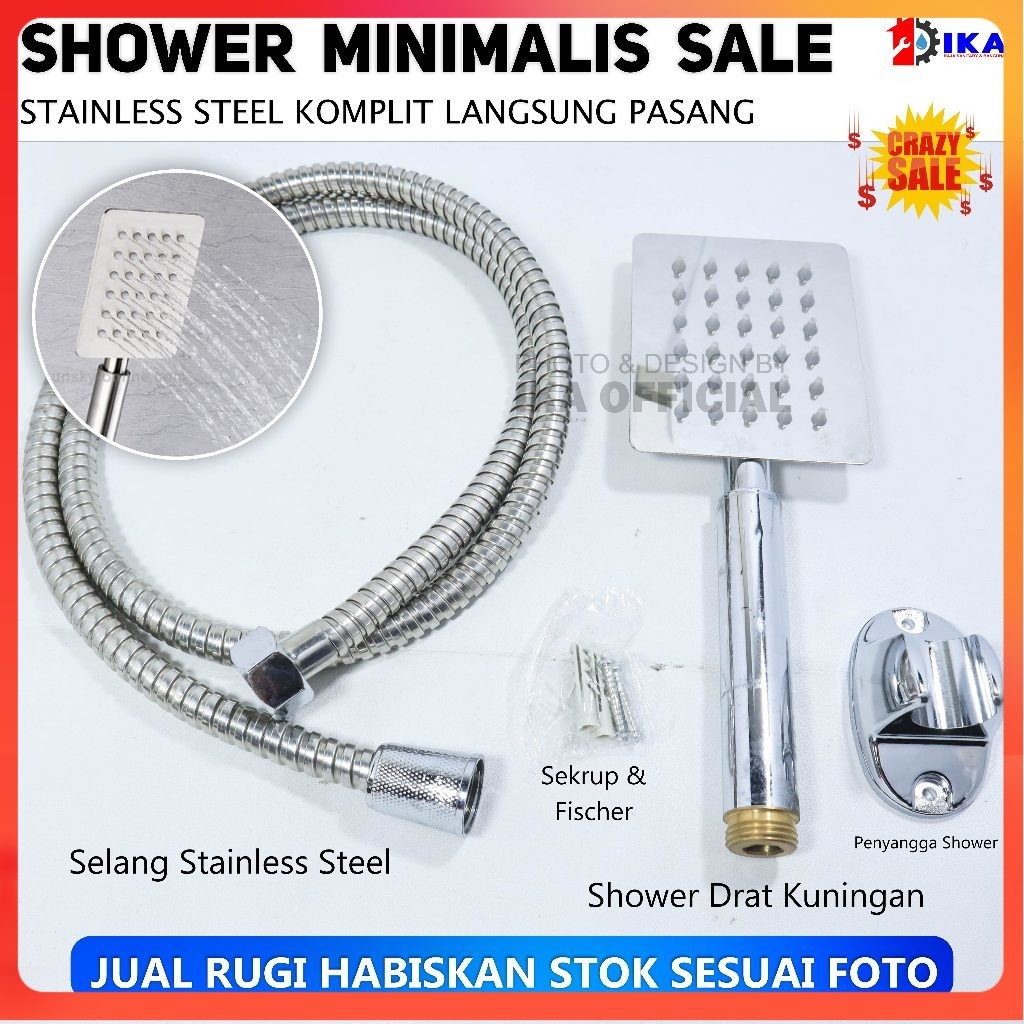 Kepala Shower Turbo Bertekanan Tinggi Shower Adjustable Massage hand shower set komplit minimalis ko
