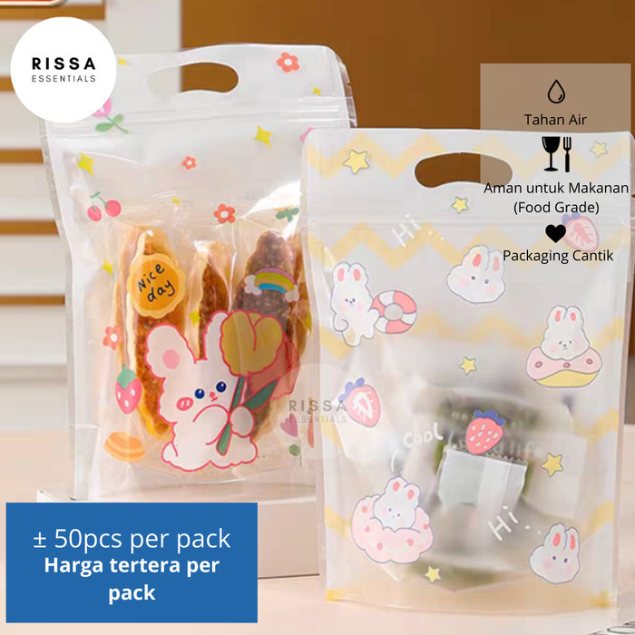 

[ISI 50 LEMBAR - 20x30+4 cm] [RISSA] Plastik Klip Ziplock Motif Plastik Standing Lucu Zipper Bag Motif Cookies Bag Packing Kemasan Plastik Mini (50 pcs) Coklat Permen Kue Souvenir Aksesoris Kemasan Plastik Zipper Rissa Essentials - Rabbit Tulip LAS