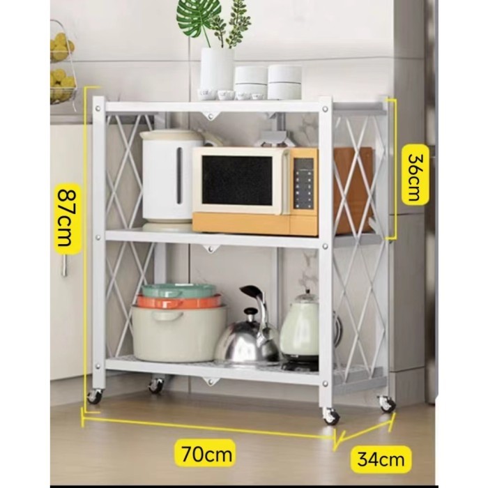 Furnibest Rak Dapur Rak Besi Rak Oven Rak Susun Serbaguna - 3 Susun Putih