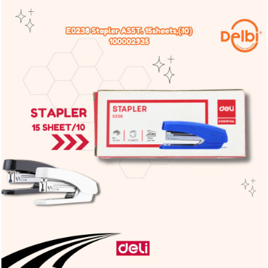 

Deli Stapler 15 Sheets hingga 20.000 kali staples E0238 Stapler ASST. 15sheets,(10