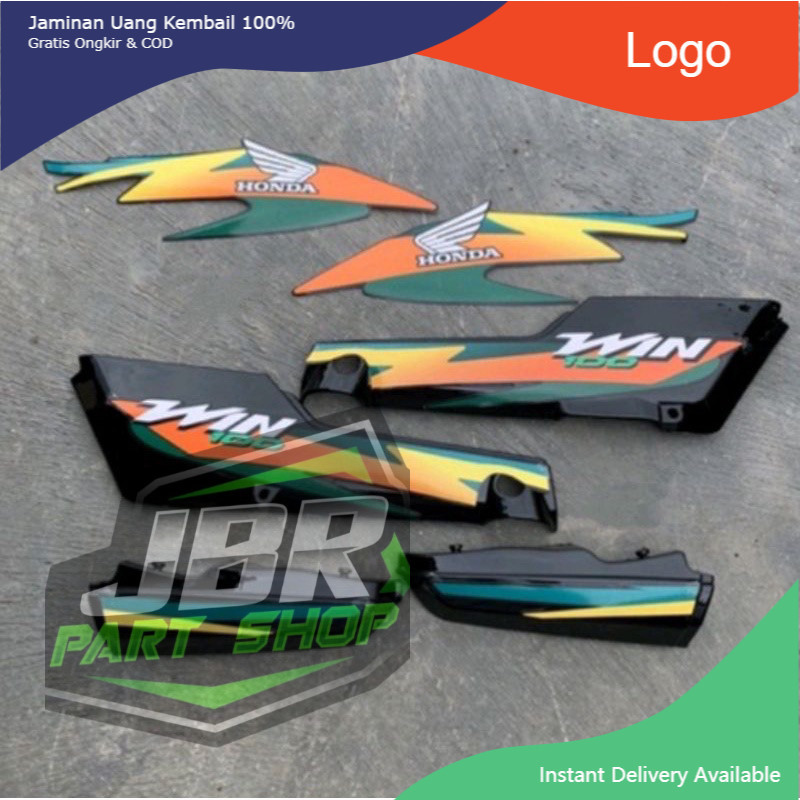 Cover body bodi honda win bok aki honda win 100 set stiker tahun 2001 warna hitam