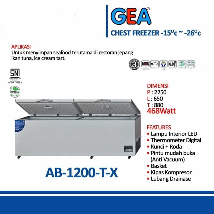 CHEST FREEZER GEA 1200 | AB1200 - FREEZER BOX 2 PINTU GEA