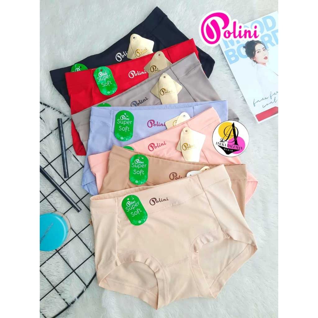 POLINI Celana Dalam Wanita Katun Fit to M-XXL Polos Midwaist Basic Panties CD 1236