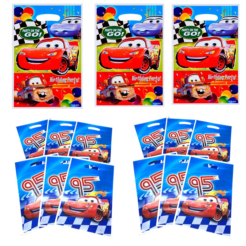 

Disney Cars Plastic Candy Loot Bag Handle Gift Bag For Kids Favor Lightning McQueen Themed Birthday Party Decoration Supplies
