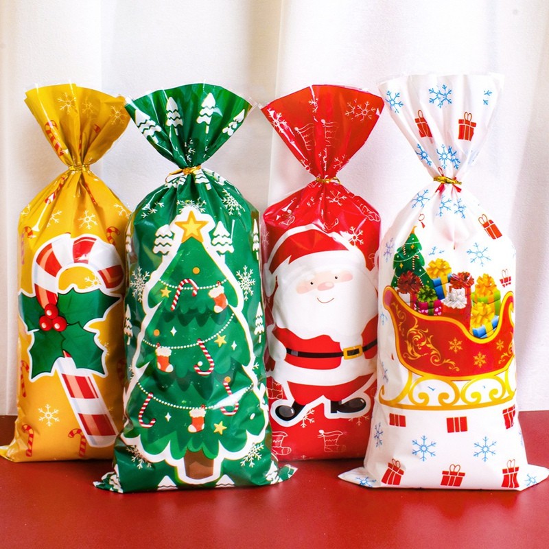 

50Pcs Christmas Santa Candy Bags Christmas Goodie Cookie Bags for 2024 Christmas Winter Holiday Party Favors Gifts New Year