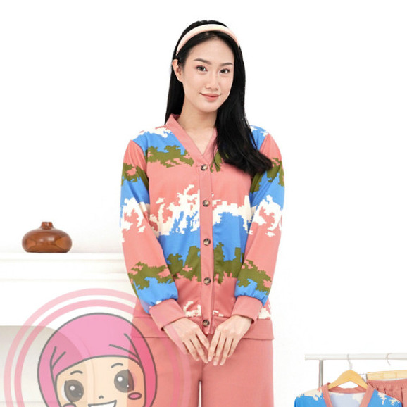 NAJWA  - Atasan Sella Top Cardigan Outer Wanita Lengan Panjang  Motif Abstrak