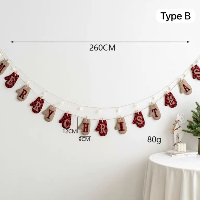 

Christmas Linen Garland // Hiasan Natal // Dekorasi - Type B