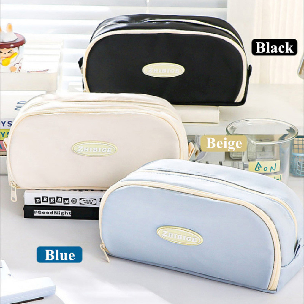 

1pc Double Layer Pencil Case Large Capacity Minimalist Girl Student Fabric Pencil Pouch School Stationery Organizer Supply Pen