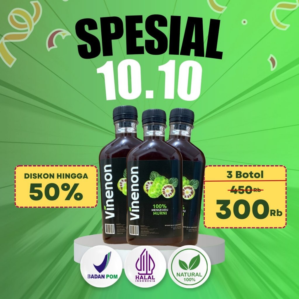 

VINENON Paket HEMAT 3 Botol - Solusi Batu Ginjal dan Asam Urat - Halal BPOM COD